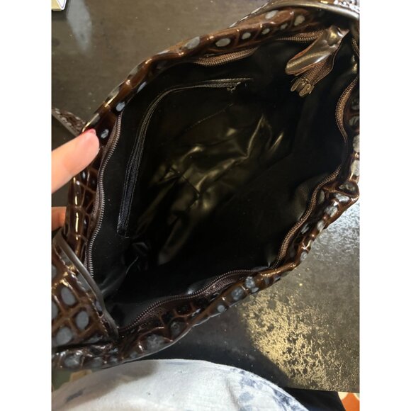 Paul Joseph Genuine Leather Handbag Crossbody Crocodile Embossed Texture Brown - Picture 4 of 10